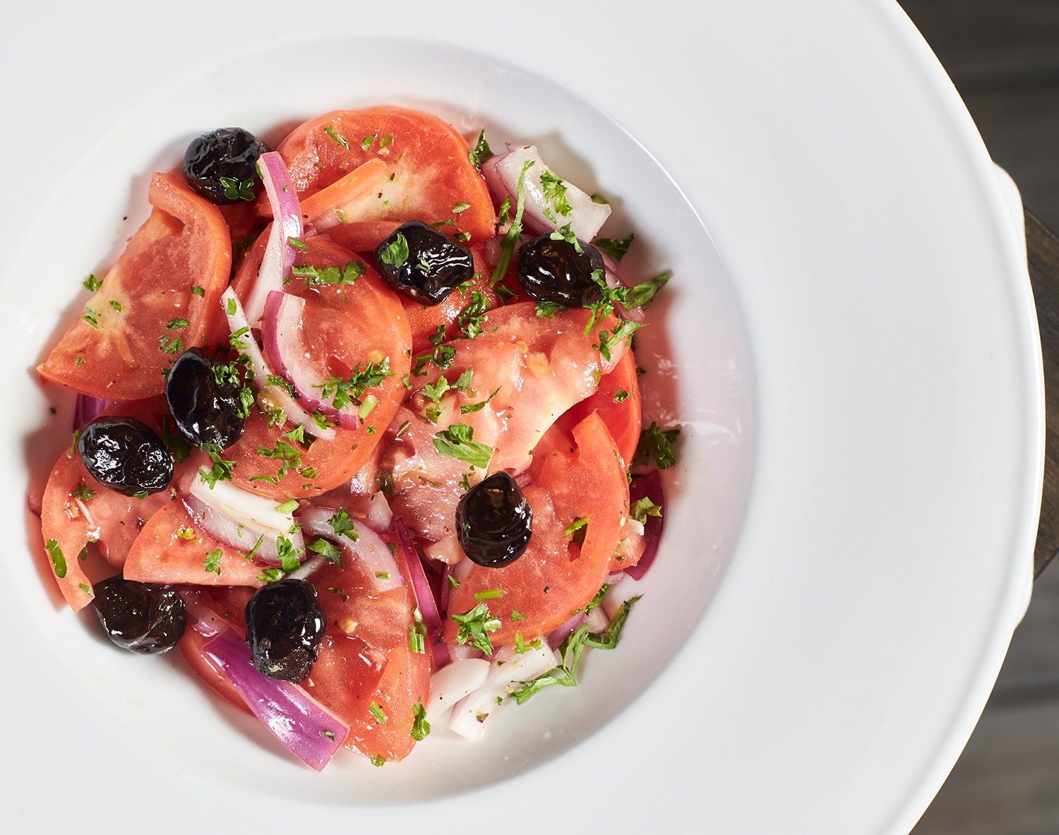 Tomato Salad with Olives and herbs